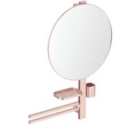 Ideal Standard Alu+ Miroir de courtoisie, Combinaison d'accessoires L, avec Miroir cosmétique Ø 508 mm et étagères réglables, fabriqué à partir d'aluminium recyclé à 100% - Rosé (640x145.5x817 mm)