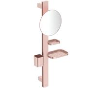 Ideal Standard Alu+ Miroir de courtoisie, Combinaison d'accessoires S, avec Miroir cosmétique Ø 205 mm (grossissement 3 Fois), en Aluminium recyclé à 100% - Rosé (310.5x160x717 mm)