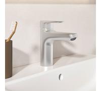 Mitigeur lavabo Ideal Standard Alu+ BE130SI saillie 120 mm, BlueStart, avec garniture de vidage , argent