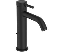 Ideal Standard Ceraline, grand mitigeur monocommande avec cartouche FirmaFlow, avec tige de commande et bonde, système BlueStart, Easyfix, noir soie