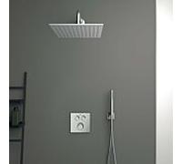 Ideal Standard Ceratherm Navigo Duschsystem Set Unterputz, eckig, chrom mit Thermostat, Kopfbrause, Handbrause