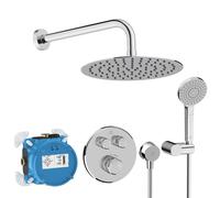 Ideal Standard CeraTherm Navigo - Set de douche avec thermostat encastré, avec corps d’encastrement, 3 jets, diamètre 25 cm, chrome A7771AA