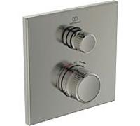 Ideal Standard Mitigeur thermostatique encastré CeraTherm Navigo A7301GN rosace carrée Silver Storm