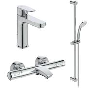 Ideal Standard CeraTherm - Set de douche avec thermostat et mitigeur de lavabo, 3 jets, chrome BC985AA