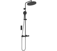 Ideal Standard Ceratherm T125+ Système de douche à économie d'eau avec types de jet variables et protection anti-brûlure (CoolBody), hauteur réglable, flexible de douche 1750 mm, noir mat (304 x 586 x