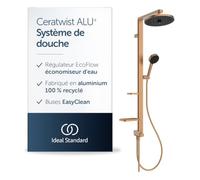 Ideal Standard Ceratwist Alu+ Colonne de douche, fabriquée à partir d'aluminium recyclé à 100%, douchette à économie d'eau avec différents types de jets - Bronze (338x501x1104 mm)