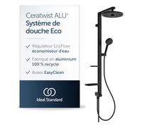 Ideal Standard Ceratwist Alu+ Système de douche, pommeau de douche ECO à économie d'eau pour une combinaison avec Robinet, pommeau de douche rond avec jets variables - Noir Mat (345 x 501 x 1104 mm)