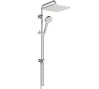 Ideal Standard Ceratwist T25 Colonne de douche, Pommeau de douche éco à économie d'eau, compatible avec les raccords en surface ou les coudes de raccordement mural, carré - Chrome (260x501x759 mm)