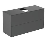 Ideal Standard Conca Meuble sous-lavabo, 2 tiroirs, découpe au centre, 1002x373x550mm, T3948Y2, Couleur: Anthracite Matt