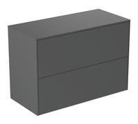 Ideal Standard Conca Meuble sous-lavabo, 2 tiroirs, sans découpe, 802x373x550mm, T4328Y2, Couleur: Anthracite Matt