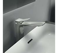 Ideal Standard Conca mitigeur lavabo BC757GN avec base allongée et jeu de vidage, saillie 150 mm, Silver Storm