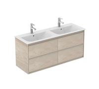 Ideal Standard Connect Air - Petite armoire sous double lavabo 1.20 cm, bois clair/laque brune claire mate E0822UK