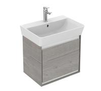 Ideal Standard Connect Air - Petite armoire sous lavabo Cube 50 cm, chêne gris clair/laque blanche mate E0842PS