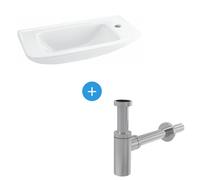 Ideal Standard - Ensemble EUROVIT Lave-mains 125 x 500 x 235 mm, blanc + Siphon Alca en Métal Chromé (R421901-SET)