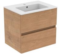 Ideal Standard Eurovit - Meuble avec lavabo, 55x60x44 cm, 2 tiroirs, chêne naturel R0572Y8