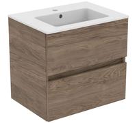 Ideal Standard Eurovit - Meuble avec lavabo, 55x60x44 cm, 2 tiroirs, noyer R0572Y9