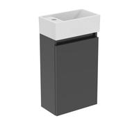 Ideal Standard Eurovit Plus meuble lave-mains paquet R0570TI Gris laqué brillant, 37x21x67cm, trou pour robinetterie à gauche