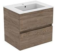 Ideal Standard Eurovit - Meuble avec lavabo, 55x60x44 cm, 2 tiroirs, noyer R0572Y9