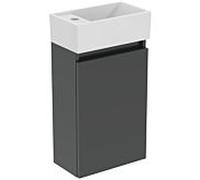 Ideal Standard Eurovit Plus meuble lave-mains paquet R0570TI Gris laqué brillant, 37x21x67cm, trou pour robinetterie à gauche