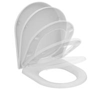 Ideal Standard - Exacto Abattant WC, Design enveloppant, Rond, Fermeture douce et option de libération rapide pour faciliter le nettoyage, en polypropylène, Blanc Brillant