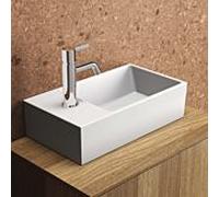 Ideal Standard Extra lave-mains T3733V1 45x25x15cm, robinet à gauche, avec trop-plein, trou pour robinet 2000 , blanc soie