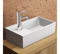 Ideal Standard – Lave-mains Extra T3920V1 – 1 trou gauche trop-plein poli 45x25x15 cm Blanc soyeux