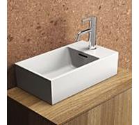 Ideal Standard Extra lave-mains, 1 trou de robinetterie à droite, avec trop-plein, poli, 450x250x150 mm, T3923V1, Couleur: Blanc soyeux
