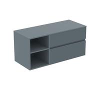 Ideal Standard Finesse - Meuble pour lavabo, 120x51x56 cm, 2 tiroirs, Ribbed Matt ashblue E3438UQ