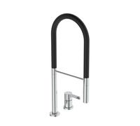 Ideal Standard Gusto - Mitigeur d´évier avec bras flexible et douchette, installation à 2 trous, chrome/noir BD425AA
