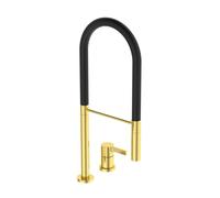 Ideal Standard Gusto - Mitigeur d´évier avec bras flexible et douchette, installation à 2 trous, or brossé/noir BD425A2