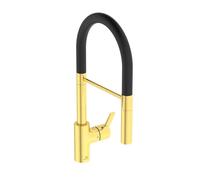 Ideal Standard Gusto - Mitigeur d´évier avec bras flexible et douchette, installation à 2 trous, or brossé/noir BD417A2