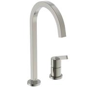 Ideal Standard - Gusto Mitigeur de cuisine à deux trous, Bec carré en C, avec la cartouche FirmaFlow, bec pivotant à 360°, Raccord vissé par le bas, Silver Storm