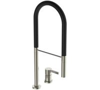 Ideal Standard - Gusto Mitigeur de cuisine à deux trous, Semi Pro, avec vaporisateur extractible et d'un double spray, bec pivotant à 360°, 6,7 l/min, Raccord vissé par le bas, Silver Storm
