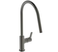 Ideal Standard - Gusto Mitigeur de cuisine, Bec rond en C, avec la cartouche FirmaFlow, bec pivotant à 360°, facile à installer avec la fixation EasyFix+, Magnetic Grey