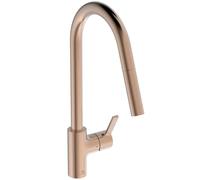 Ideal Standard - Gusto Mitigeur de cuisine, Bec rond en C, avec vaporisateur extractible, bec pivotant à 360°, facile à installer avec la fixation EasyFix+, Sunset Rose