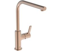 Ideal Standard - Gusto Mitigeur de cuisine, Bec rond en L, avec la cartouche FirmaFlow, bec pivotant à 360°, facile à installer avec la fixation EasyFix+, Sunset Rose