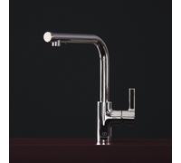 Ideal Standard Mitigeur de cuisine Gusto A7817AA pivotant, bec en L chromé, distributeur de savon