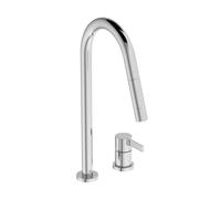 Ideal Standard Robinetterie de cuisine Gusto 2 trous BD424AA chromé , avec bec haut et douchette extractible 2 fonctions