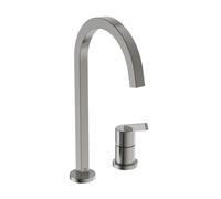 Ideal Standard Mitigeur de cuisine Gusto BD423GN – 2 trous, bec haut pivotant, Silver Storm