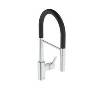 Ideal Standard Gusto - Mitigeur d'évier avec bras flexible et douchette extractible, chrome / noir BD417AA