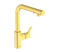Ideal Standard Robinet de cuisine mural Gusto A7817A2 or brossé, avec distributeur de savon liquide à capteur, kit 2