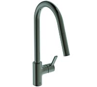 Ideal Standard Gusto robinet de cuisine BD414A5 gris magnétique, avec bec haut et douchette extractible