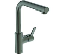 Ideal Standard Gusto robinet de cuisine BD420A5 gris magnétique, avec bec tubulaire et douchette extractible 2 fonctions