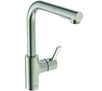 Ideal Standard Gusto robinet de cuisine BD420GN tempête d'argent, avec bec flexible et douchette extractible 2 fonctions