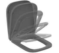 Ideal Standard i.life B abattant WC, Softclose, recouvrant - Gris | Abattant WC amovible avec mécanisme de fermeture en douceur (Softclose) et charnières robustes en acier inoxydable, T468358
