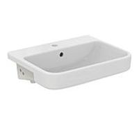 Ideal Standard i.life B lavabo semi-encastré T461101 avec trou pour robinetterie et trop-plein, 55 x 44 x 17cm, blanc