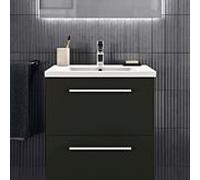 Ideal Standard i.life B meuble double vasque T5270NV 2 tiroirs, 60 x 50,5 x 63 cm, gris carbone mat