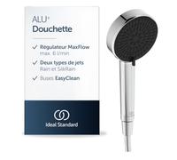 Ideal Standard Idealrain Alu+ douchette à main Eco 2 fonctions - Chrome | Douchette (6 l/min), 2 types de jet commutables par rotation, buses EasyClean, BD990AA