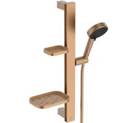 Ideal Standard Idealrain Alu+ Ensemble de douche, Pomme de douche économique avec deux types de jets (SilkRain et Rain) et supports réglables - Bronze (349x157x600 mm)