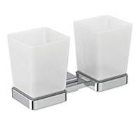 Ideal Standard IOM Square - Gobelet pour brosse à dents et dentifrice avec support, verre mat / chrome E2205AA